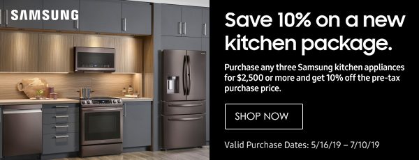 Save 10% on a new Samsung kitchen package