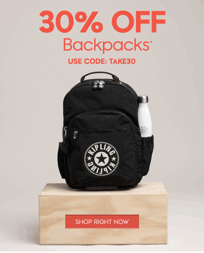30% off backpacks. USE CODE: TAKE30