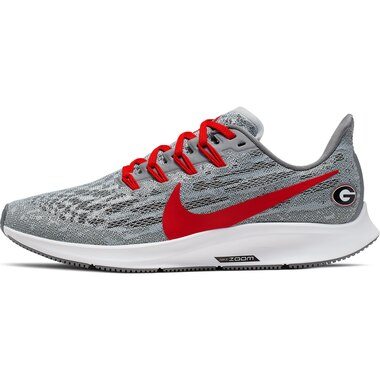Nike Georgia Bulldogs Women's Gray/Red Air Zoom Pegasus 36 Running Shoes