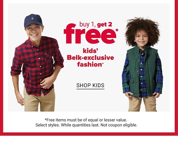Buy 1, Get 2 free kids' Belk-exclusive fashion. Shop Kids.