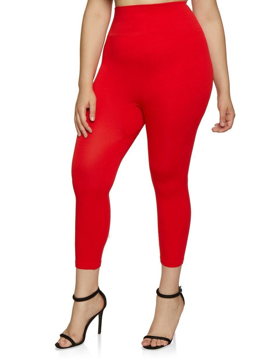 Plus Size Waffle Waist Ribbed Leggings