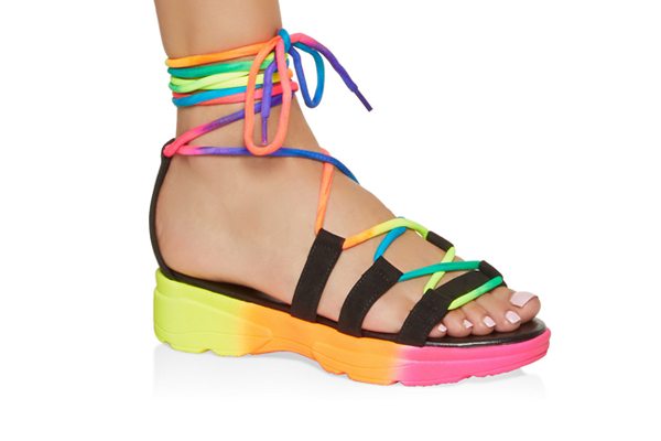 Sporty Lace Up Platform Sandals