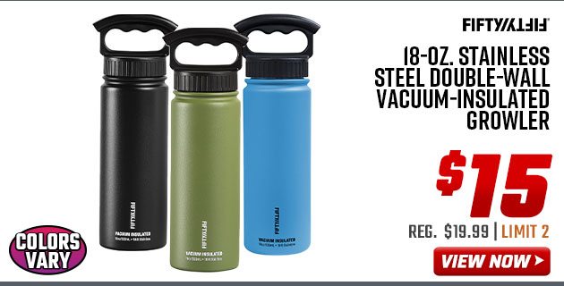 Fifty Fifty 18-oz. Stainless Steel Double-Wall Vacuum-Insulated Growler