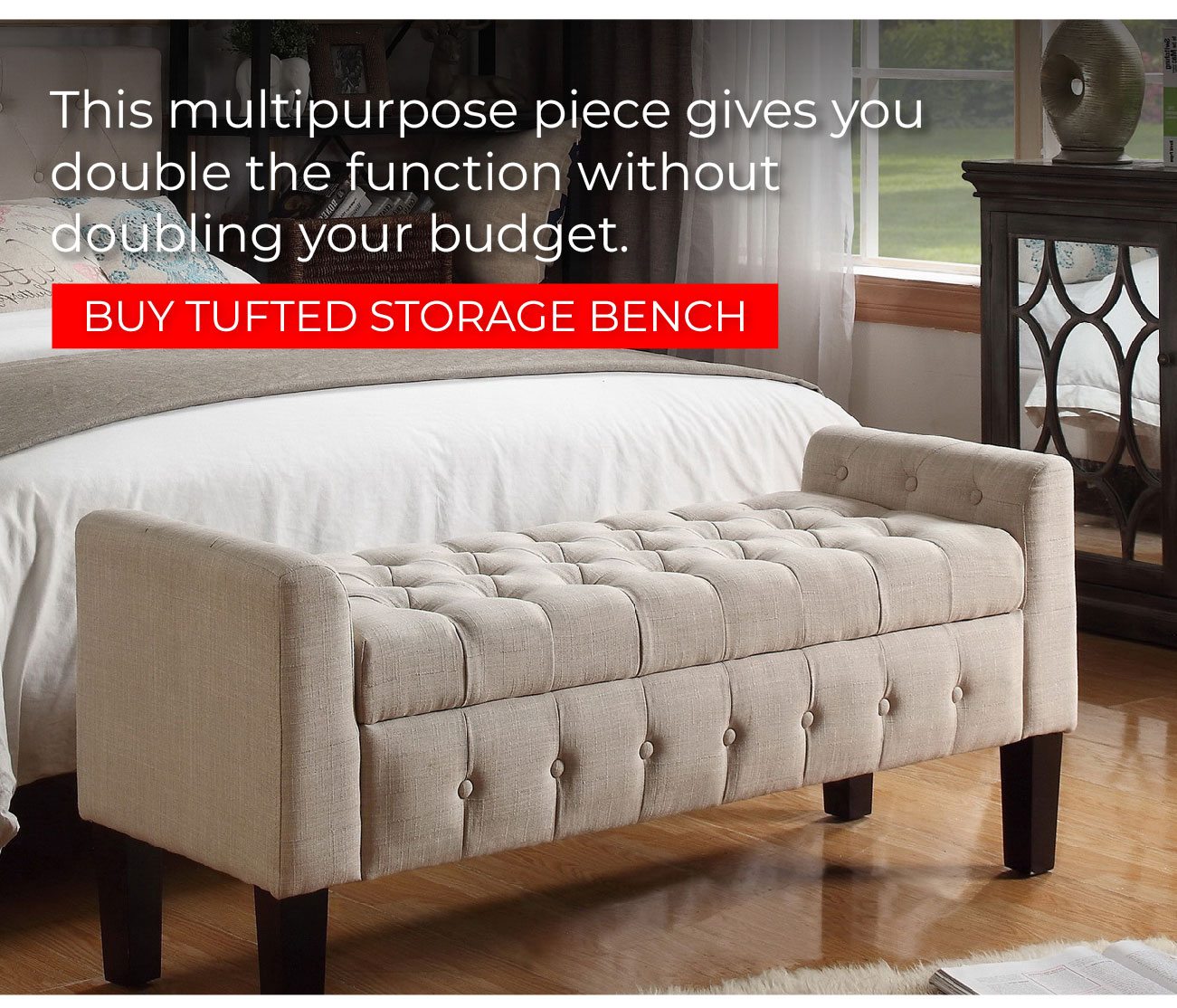 Tufted Armed Storage Bench