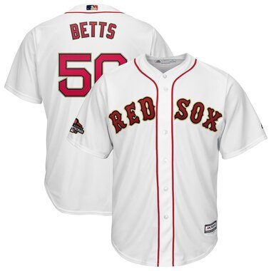 Mookie Betts Boston Red Sox Majestic 2019 Gold Program Cool Base Player Jersey – White