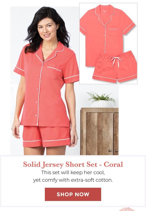 Solid Jersey Short Set - Coral