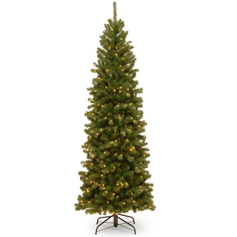 North Valley Pencil Green Spruce Artificial Christmas Tree with Clear/White Lights