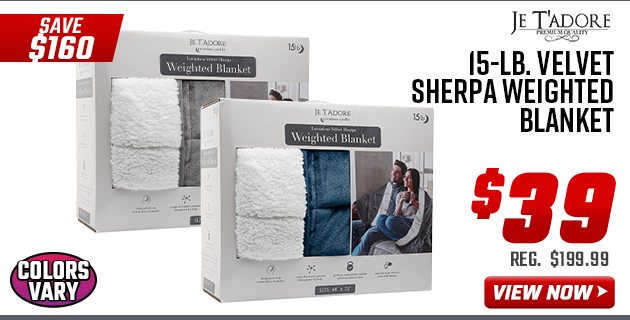 Je T'adore 15-lb. Velvet Sherpa Weighted Blanket