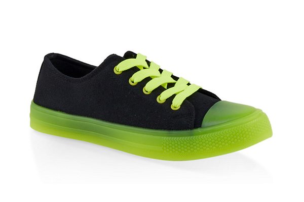 Neon Detail Lace Up Sneakers