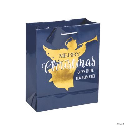 Medium Gold Foil Angel Gift Bags with Tags - 12 Pc.