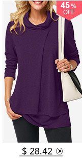 Long Sleeve Cowl Neck Layered T Shirt