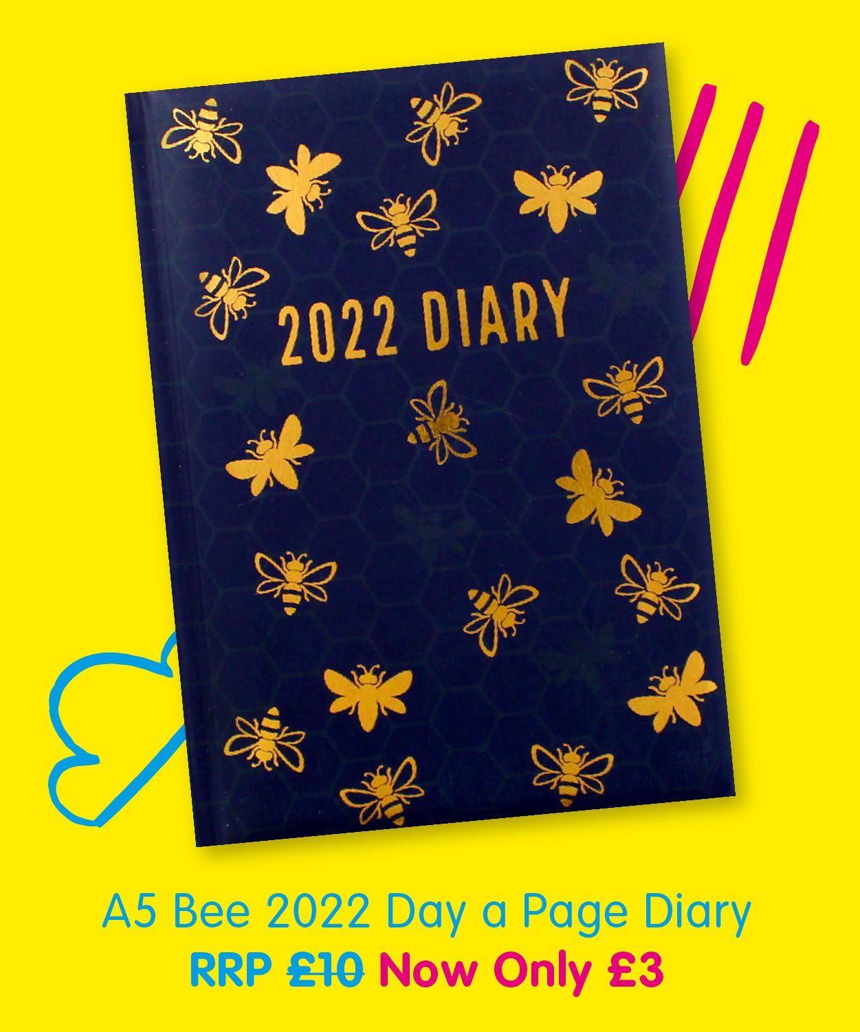 A5 Bee 2022 Day a Page Diary