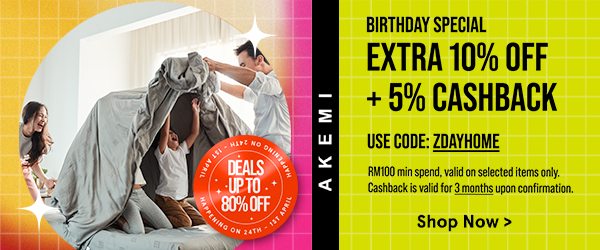 Akemi Extra 10% Off + 5% Cashback!