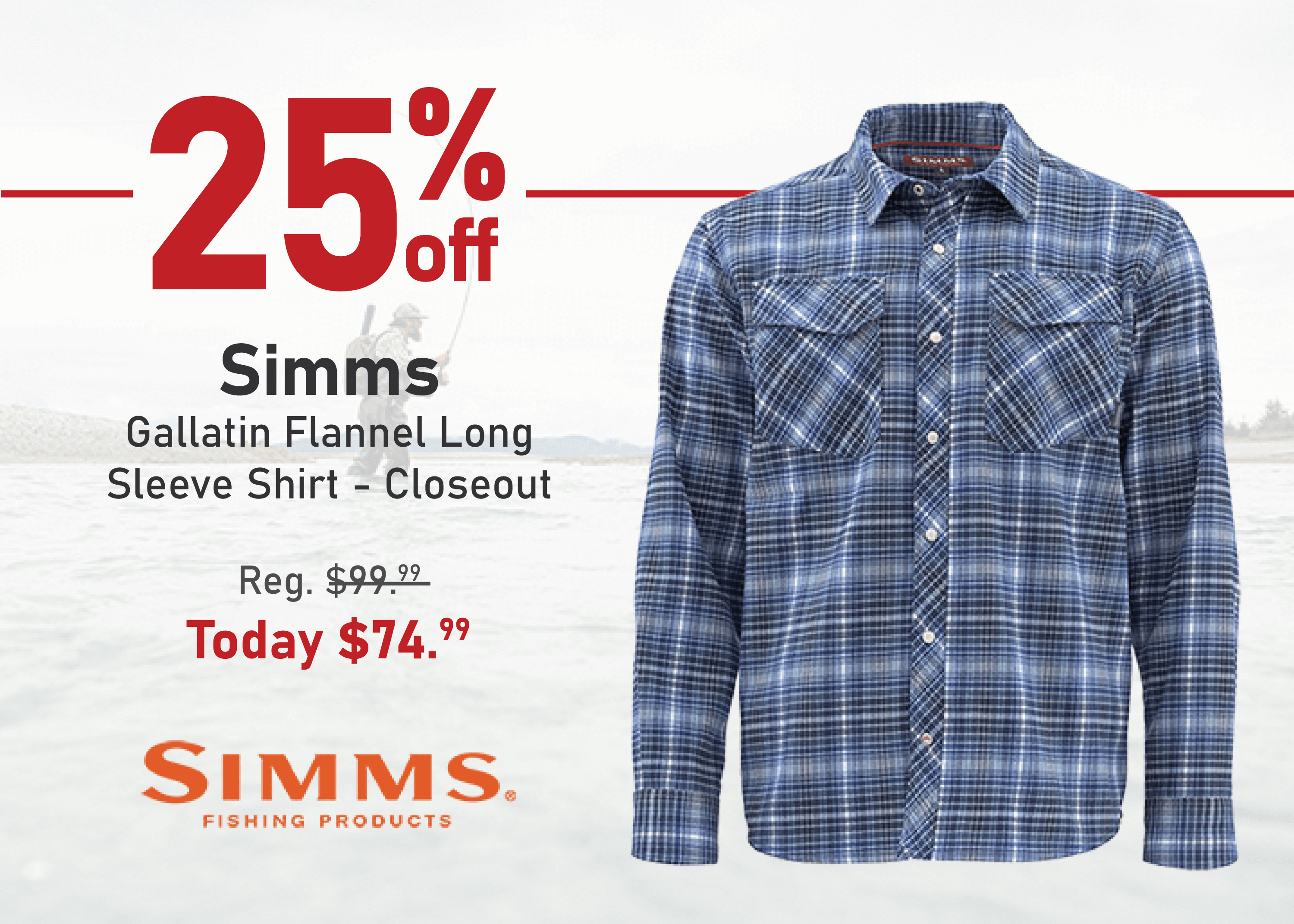 Save 25% on the Simms Gallatin Flannel Long Sleeve Shirt - Closeout