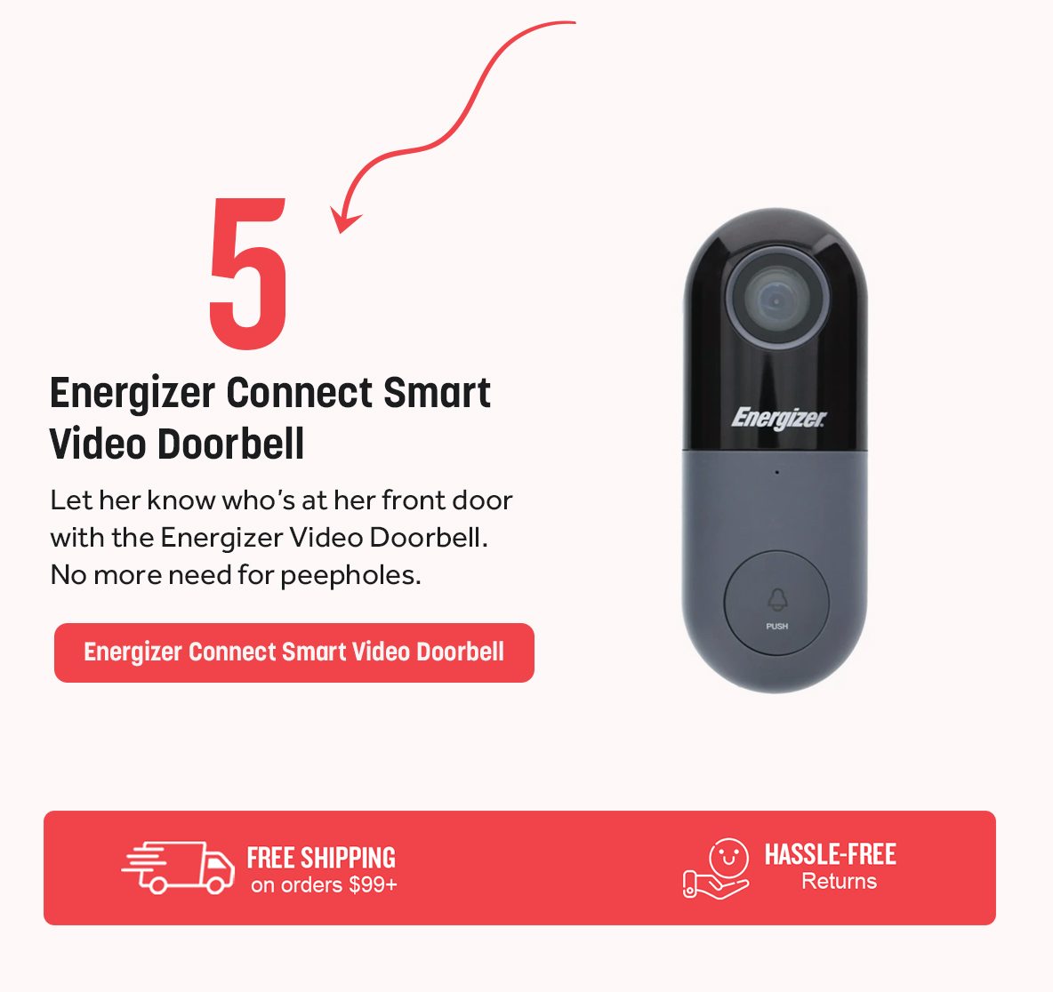 Energizer Connect Smart 1080p Video Doorbell