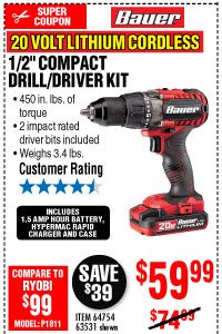 20V Hypermax™ Lithium 1/2 in. Drill/Driver Kit