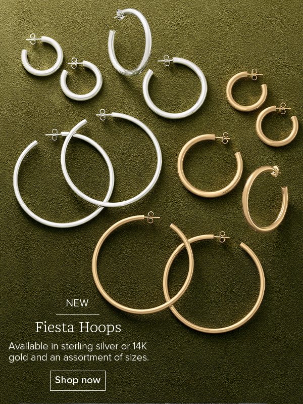 NEW Fiesta Hoops - Available in sterling silver or 14K gold and an assortment of sizes. Shop now