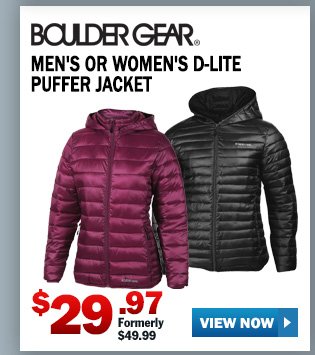 BOULDER GEAR MEN'S OR WOMEN'S D-LITE PUFFER JACKET