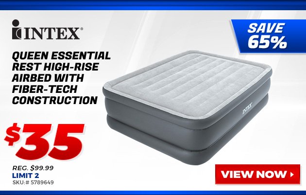 Intex Queen Essential Rest High-Rise Airbed with Fiber-Tech Construction