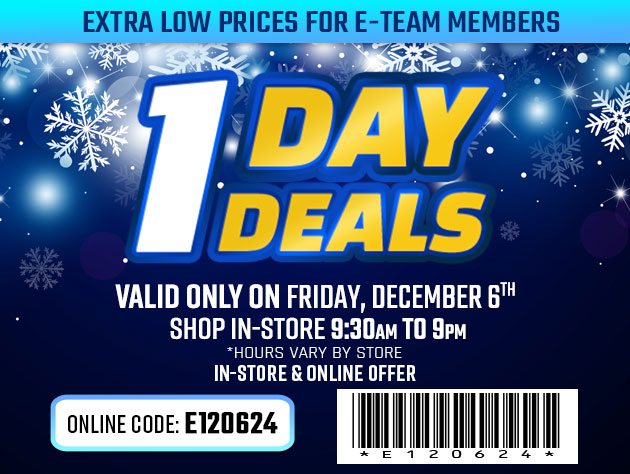 One Day Deals - Friday, December 6, 2024