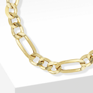 Hollow Figaro Chain Necklace 10K Yellow Gold 24''