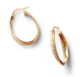 14K Yellow Gold Italian Hoop Earrings