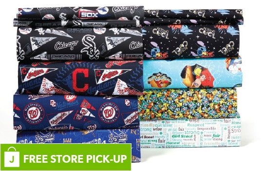 Image of Licensed Character Fabrics and No-Sew Throw Kits and Team Shop.