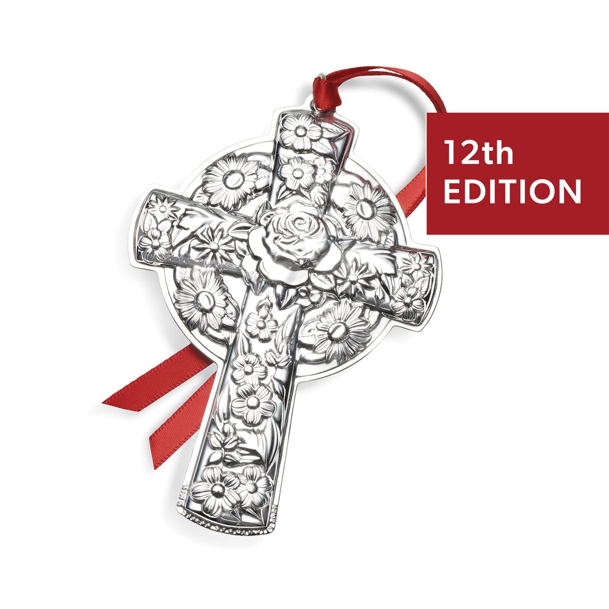 Kirk Stieff 2020 Sterling Silver Repousse Cross Ornament - 12th Edition