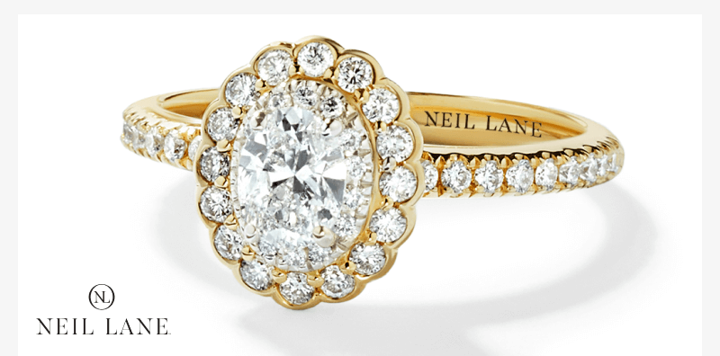 Neil Lane Diamond Engagement Ring 7/8 ct tw Oval/Round 14K Two-Tone Gold