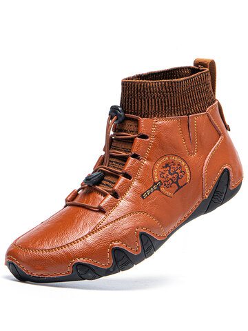 Menico Men Handmade Leather Sock Boots