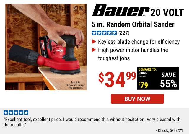 20v Lithium-Ion Cordless 5 In. Random Orbital Sander - Tool Only