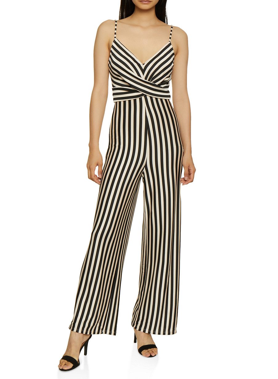 Striped Twist Front Palazzo Jumpsuit