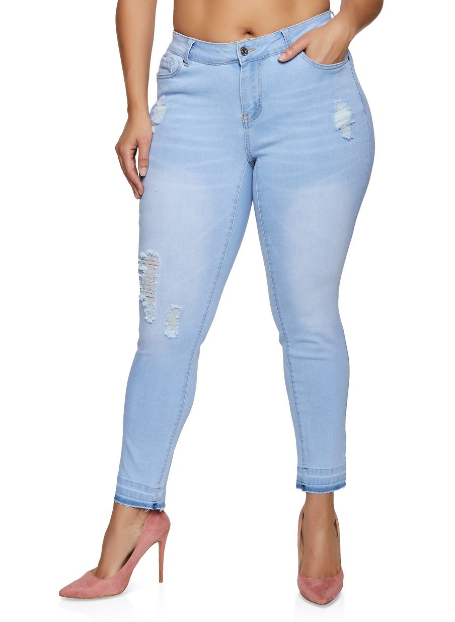 Plus Size WAX Distressed Jeans