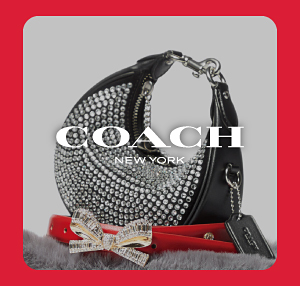 A sparkly black handbag. Coach.