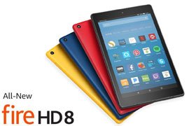 All-new Amazon Fire HD 8 1280x800 16GB Quad-core Wi-Fi Tablets w/ Alexa, microSD