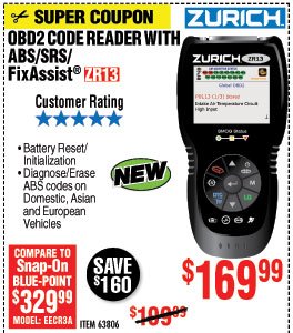 ZR13 OBD2 Code Reader with ABS/SRS/FixAssist®