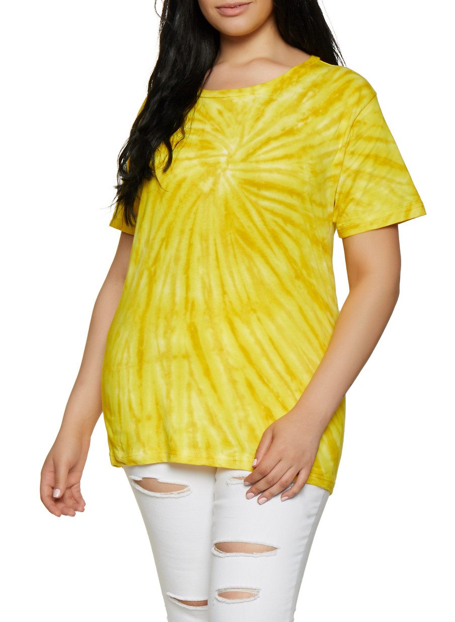 Plus Size Tie Dye Crew Neck Tee