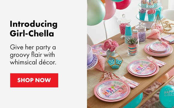 Introducing Girl-Chella | Giver her party a groovy flair with whimsical decor. | SHOP NOW