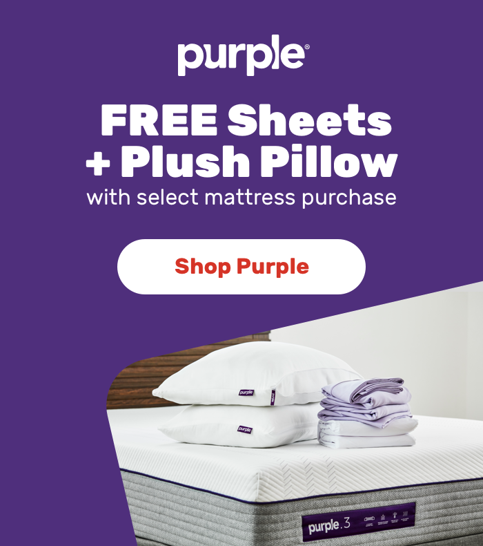 Purple FREE Sheets + Plush Pillow with select mattress purchase Shop Purple