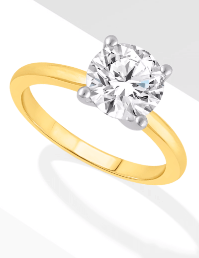 Lab-Grown Diamonds by KAY Round-Cut Solitaire Engagement Ring 2 ct tw 14K Yellow Gold