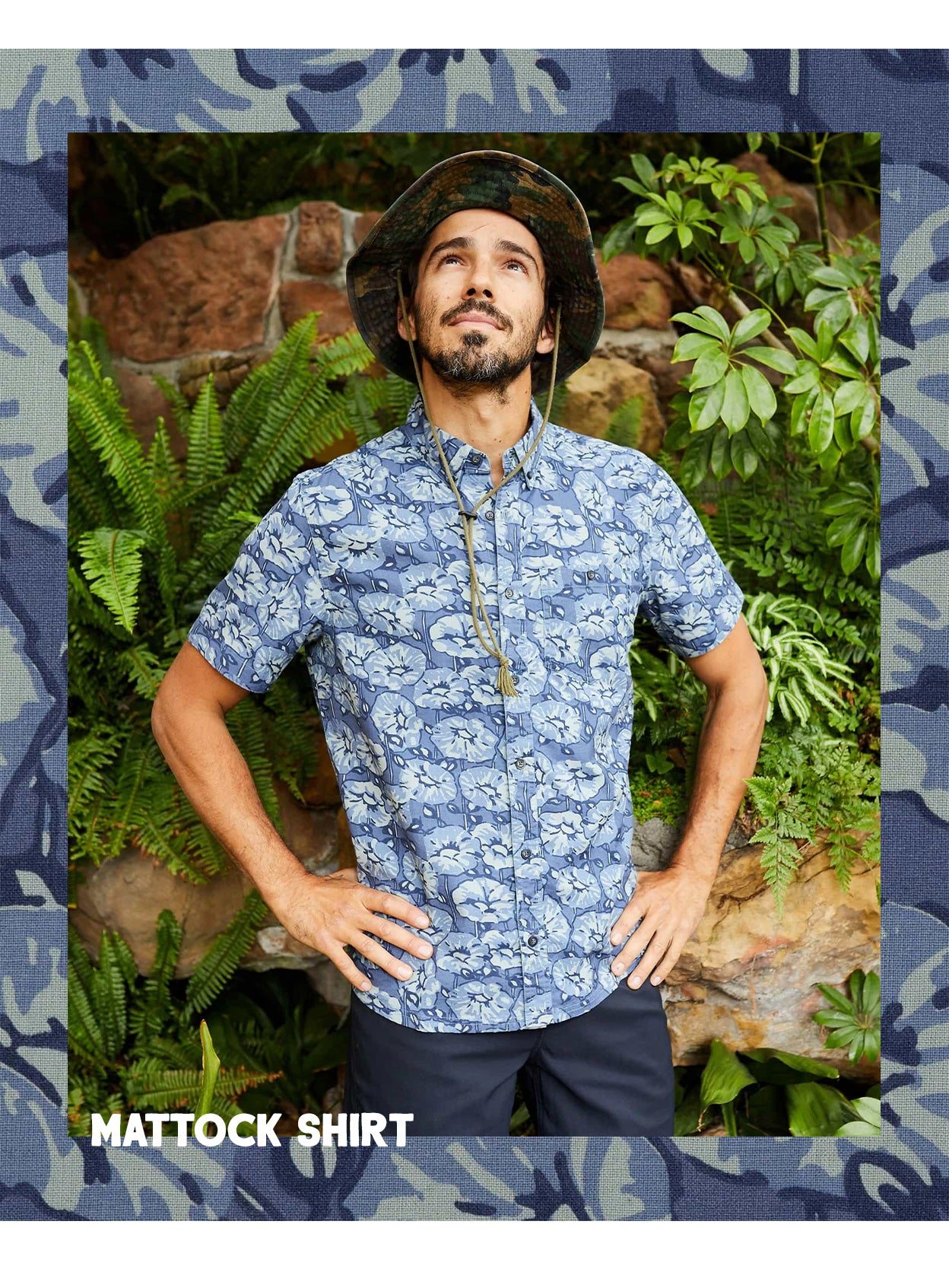 Mens Mattock Short Sleeve Shirt in North Shore Vine Print