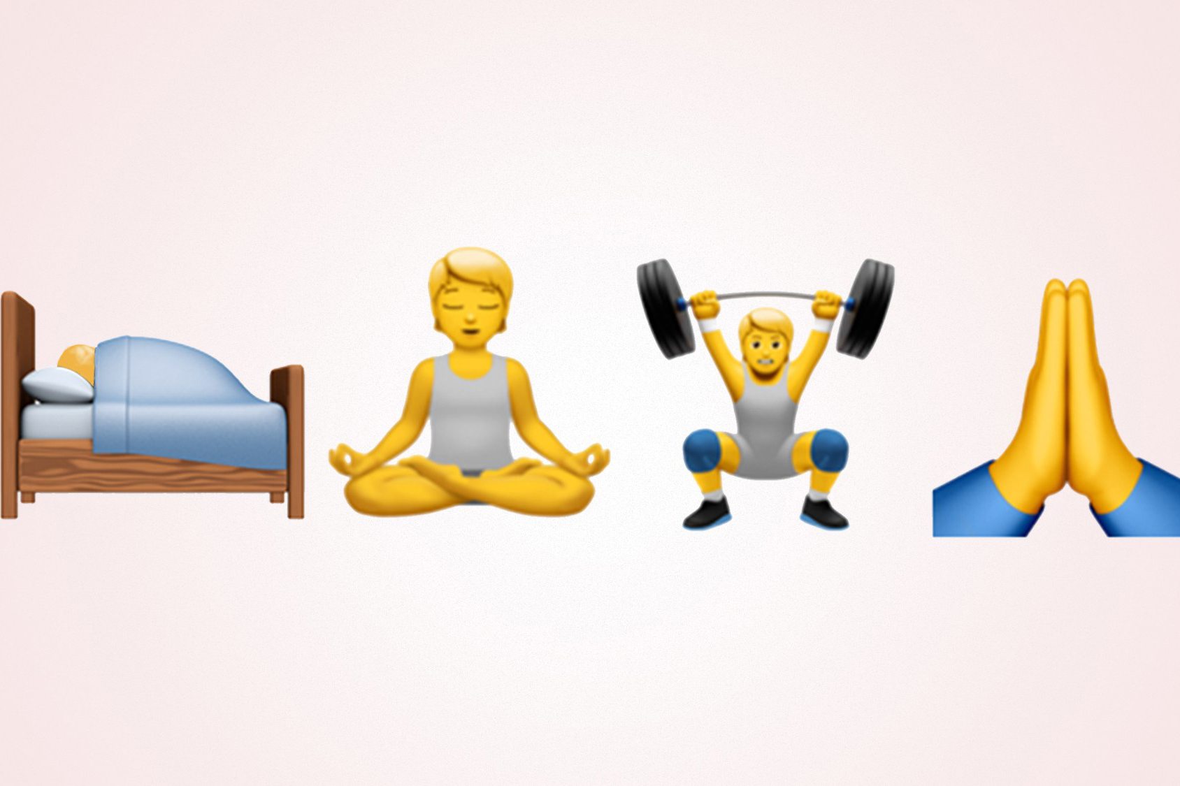 Sleep, Meditate, Workout, and Folded Hands emojis 