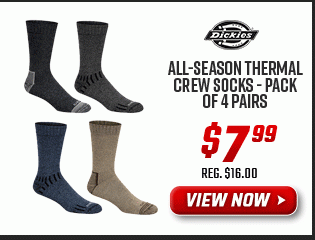 Dickies All-Season Thermal Crew Socks - Pack of 4 Pairs