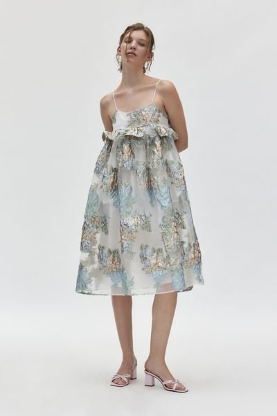 Sister Jane Barn Flower Jacquard Midi Dress