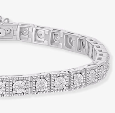 Diamond Square Link Tennis Bracelet 1/5 ct tw Sterling Silver 7.25''