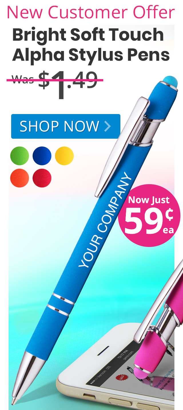 Bright Soft Touch Alpha Stylus Pens for only 59¢ each!