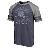 Men's Dallas Cowboys NFL Pro Line by Fanatics Branded Navy Timeless Collection Vintage Arch Tri-Blend Raglan T-Shirt