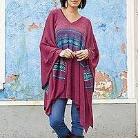 Cotton Blend Poncho, 'Andean Charm'