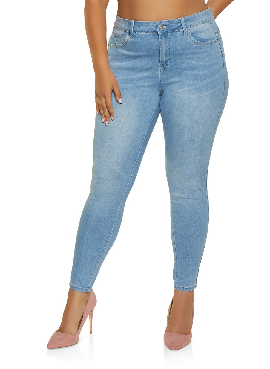 Plus Size WAX Push Up Solid Jeans