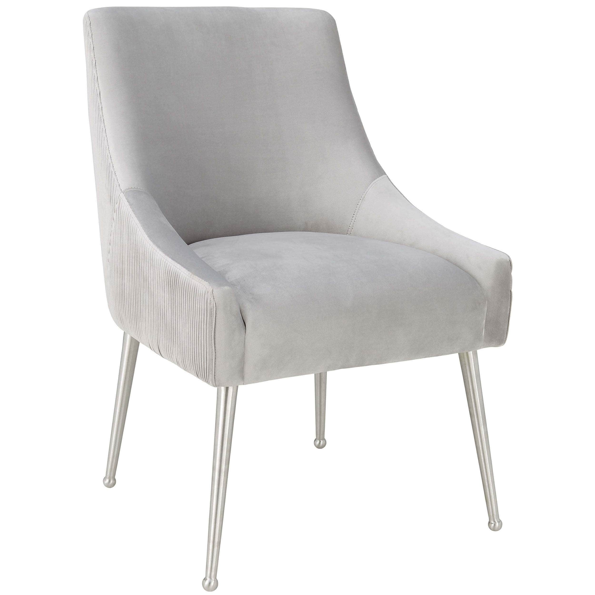 Image of Beatrix Pleated Chair, Light Grey/Brushed Stainless Legs